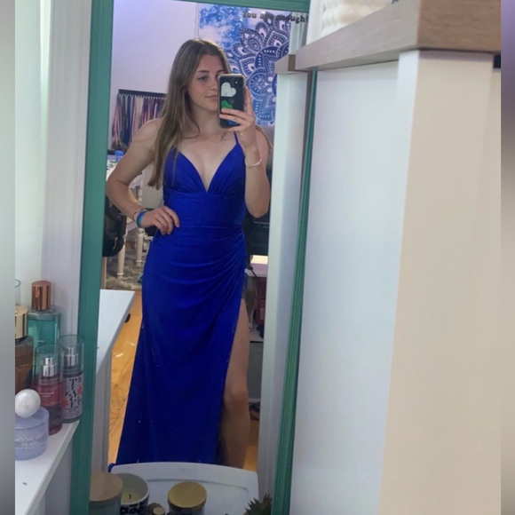 Simple Blue Prom Dress - Picture 1 of 4